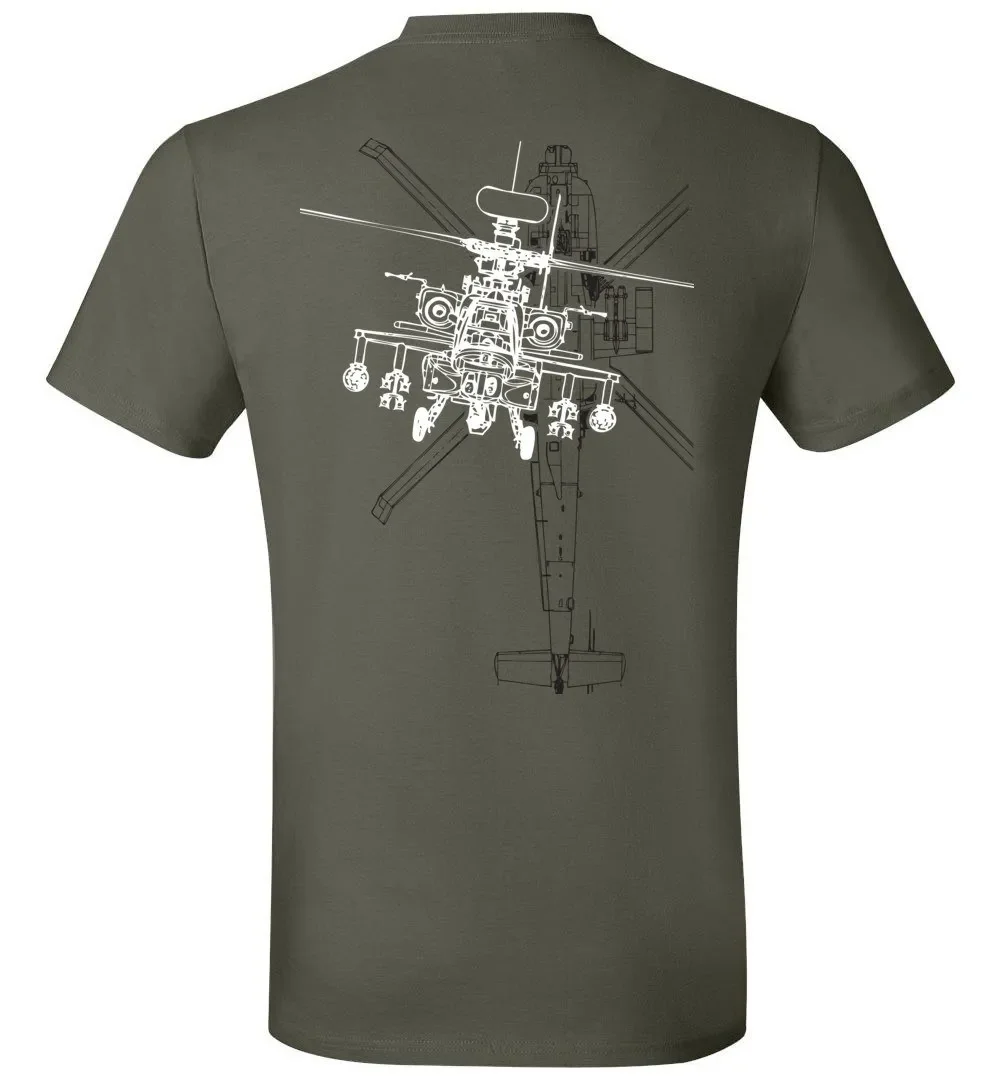 tops Hot Sale Creative Design AH-64 Apache Helicopter Gunships T-Shirt. Summer Cotton Short Sleeve O-Neck Mens T Shirt New S-5xl