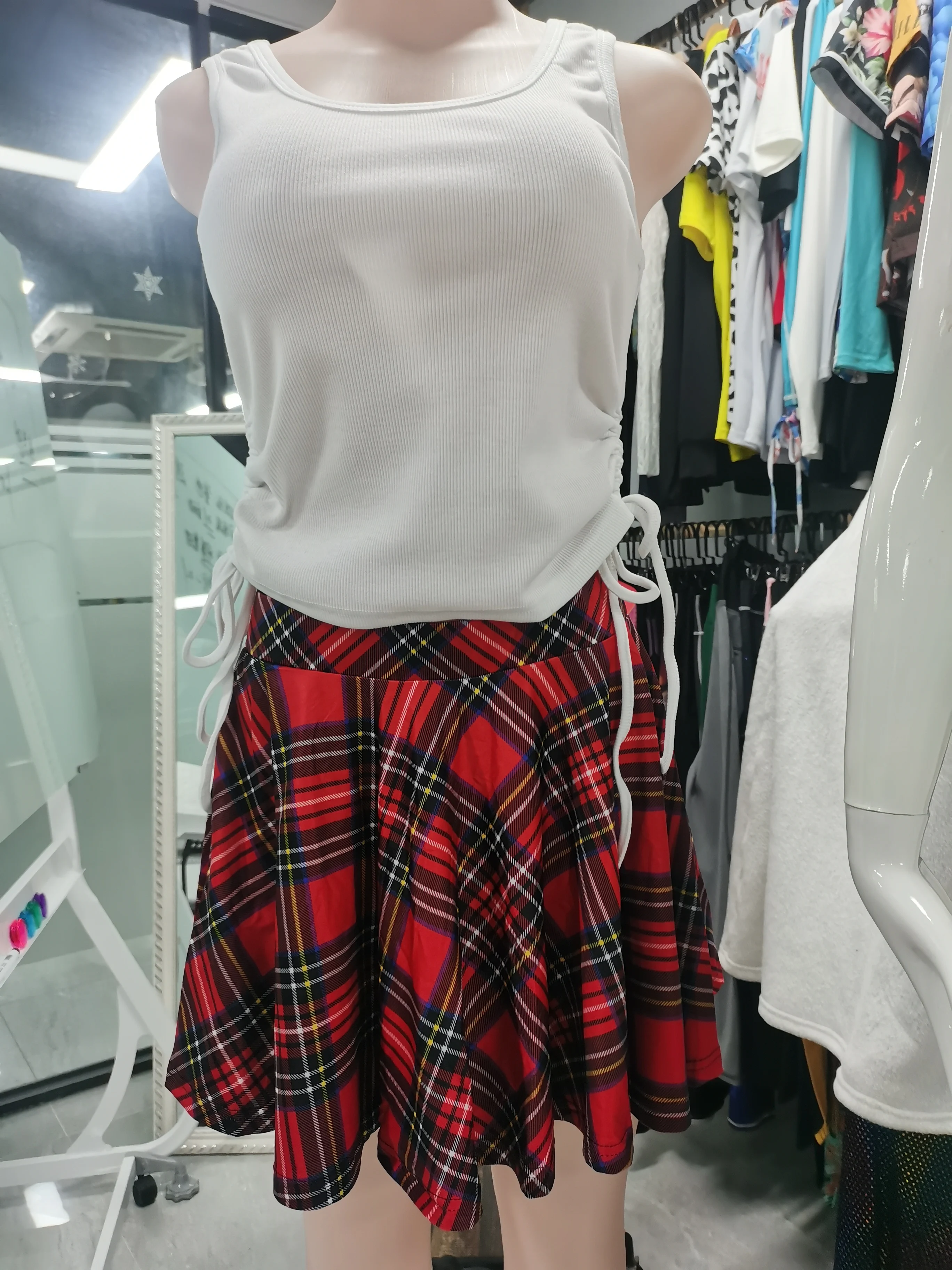 Retro Plaid Faltenröcke Rock Y2K Streetwear Vintage Schuluniform A-Linie Gym Student Kurzen Rock Mädchen Weihnachten Dress Up – Detail 37