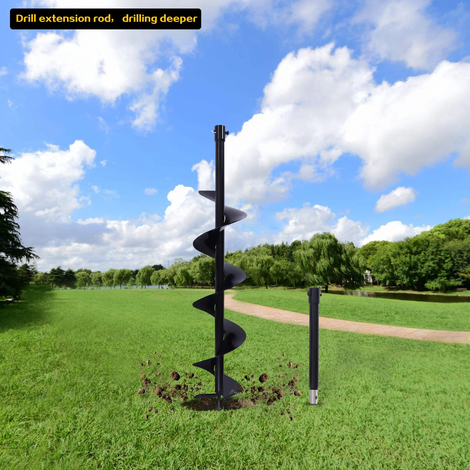 Earth Auger Drill Bit With Extension Bar High Efficiency Great Durability Widely Compatible For Gardening Projects Cast Steel