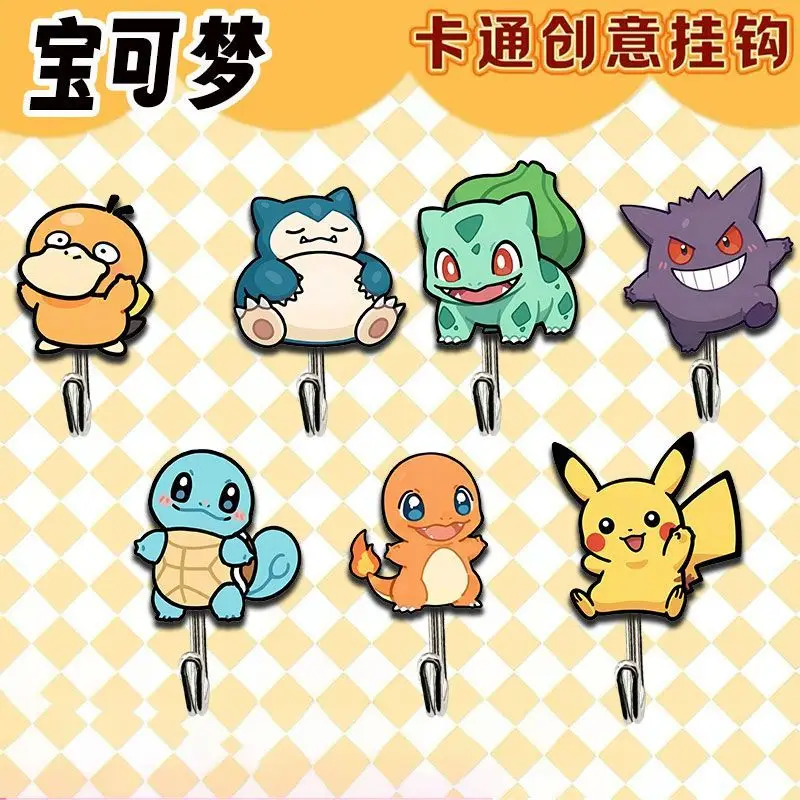 Ganchos con diseño de Pikachu, lindos y creativos, con temática de Pokémon, perfectos para dormitorios de estudiantes, baños, cocinas, montables en la pared sin necesidad de taladros.