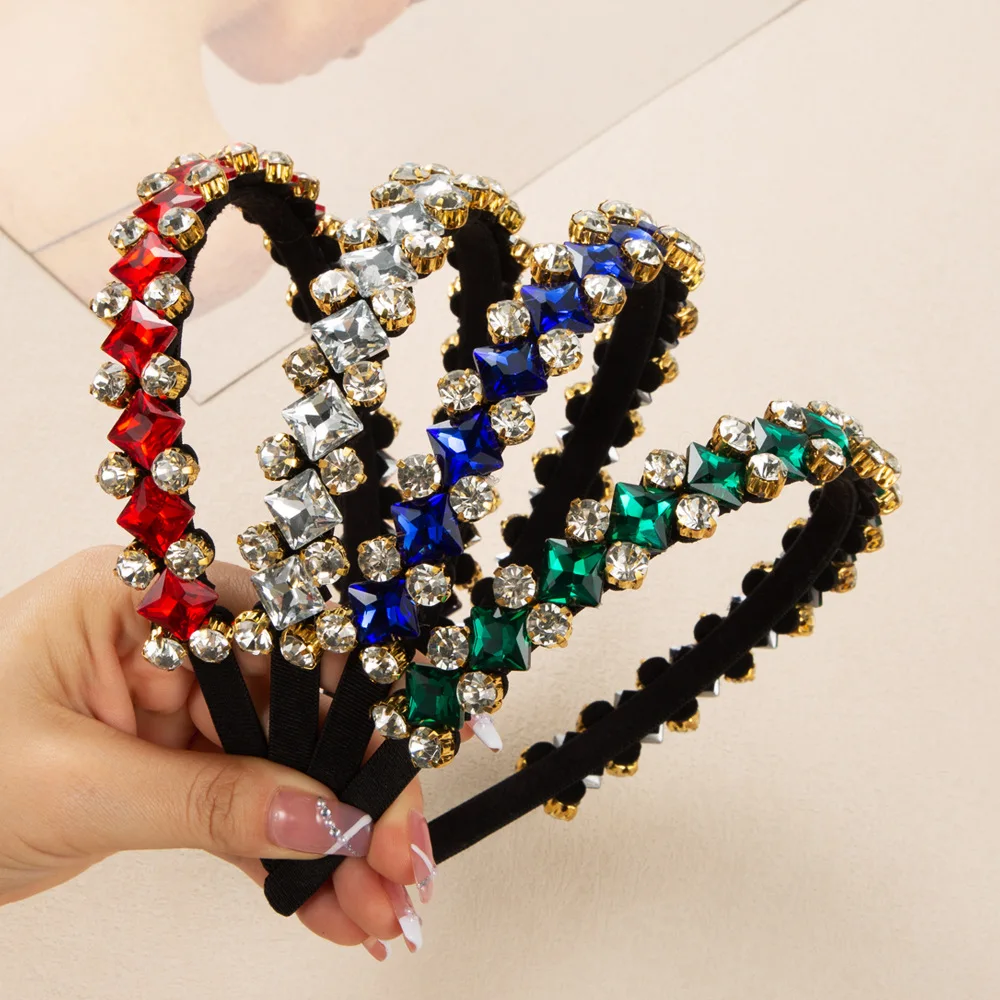 

Новая модная и простая повязка на голову с стразами от Heming в стиле Ins, элегантный и универсальный головной убор, аксессуар для волос.