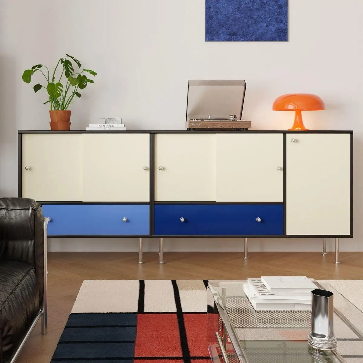 Bauhaus dining side cabinet retro color matching small side cabinet living room TV side
