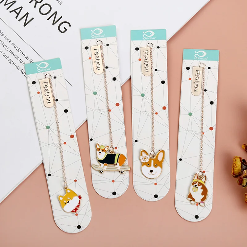 2Pc Kawaii Shiba Inu Dier Bladwijzer Diy Student Boek Clip Tab Legering Bookmark Hanger Accessoires Draagbare Lezen Briefpapier