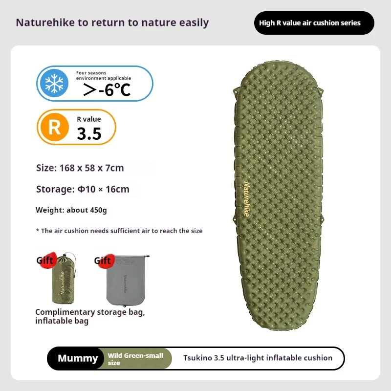 Naturehike Selbstaufblasende Matte Aufblasbare Wärmedämmung Matratze Einzel Paar Luft Camping Bett Isomatte Ultraleicht R3,5 8