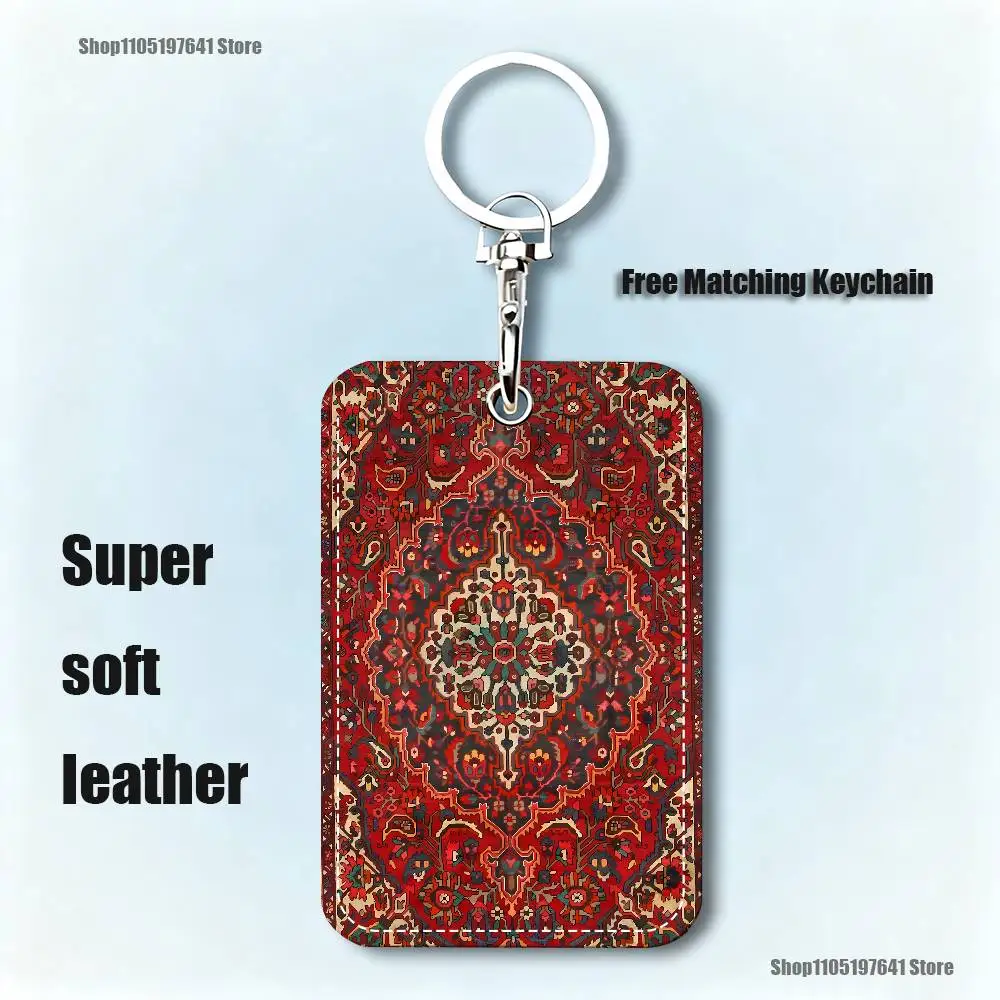 Tappeto persiano motivo floreale portachiavi carta cartone animato anime moda ciondolo borsa porta d'identità porta carte autobus carino adulto
