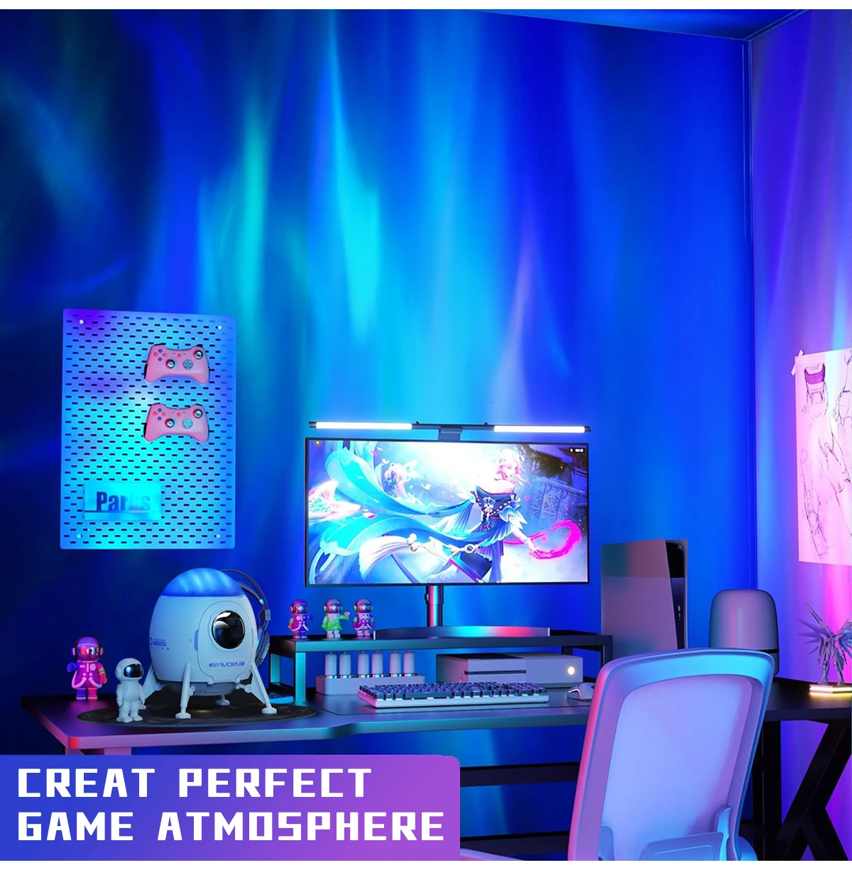 Space Lander Astronaut Galaxy Light Projector Spacecraft Night Light For Bedroom Room Decor Or Chritmas Gift Color Adjustable