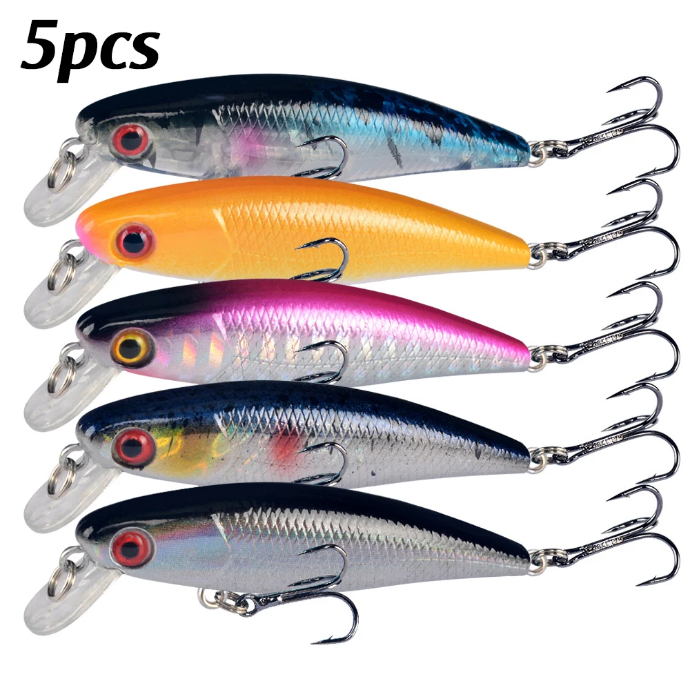 5Pcs Schwimmende Minnow Angeln Locken Wobbler Künstliche Kunststoff Harten Köder Crankbait Bass Pike Fishing Tackle