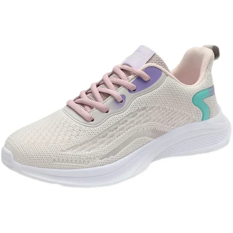 2024 Nieuwe Dames Sneakers Mesh Ademend Casual Vrouwelijke Schoenen Platte Lichte Veterschoenen Zomer Outdoor Running Vrouw Vulcaniseer Schoenen