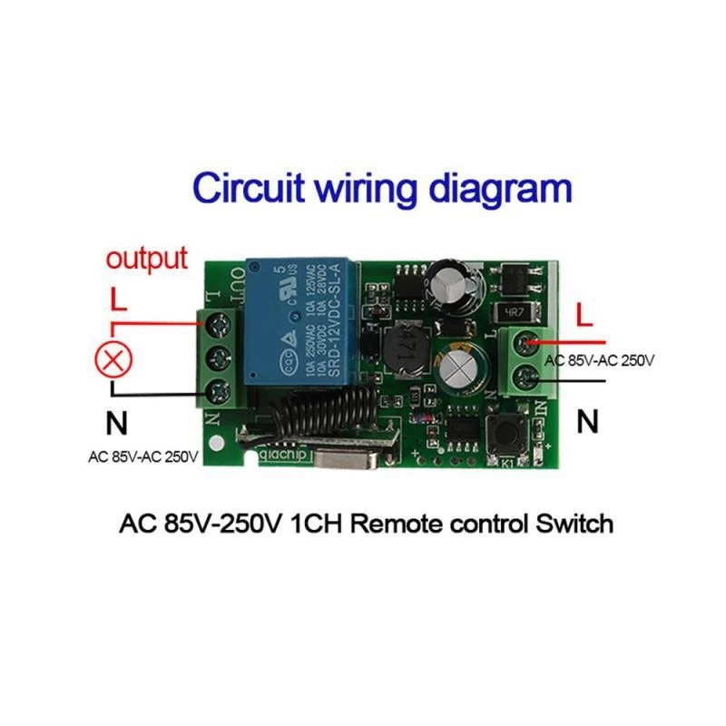 2X Universal 433 Mhz AC 220V 1 Channel Remote Control Switch Mini Wireless Relay Receiver Module