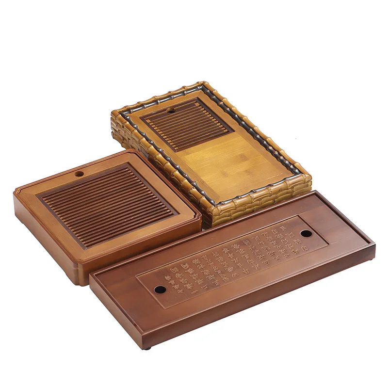 

New Chinese bamboo tea tray, household single tea set, rectangular tray