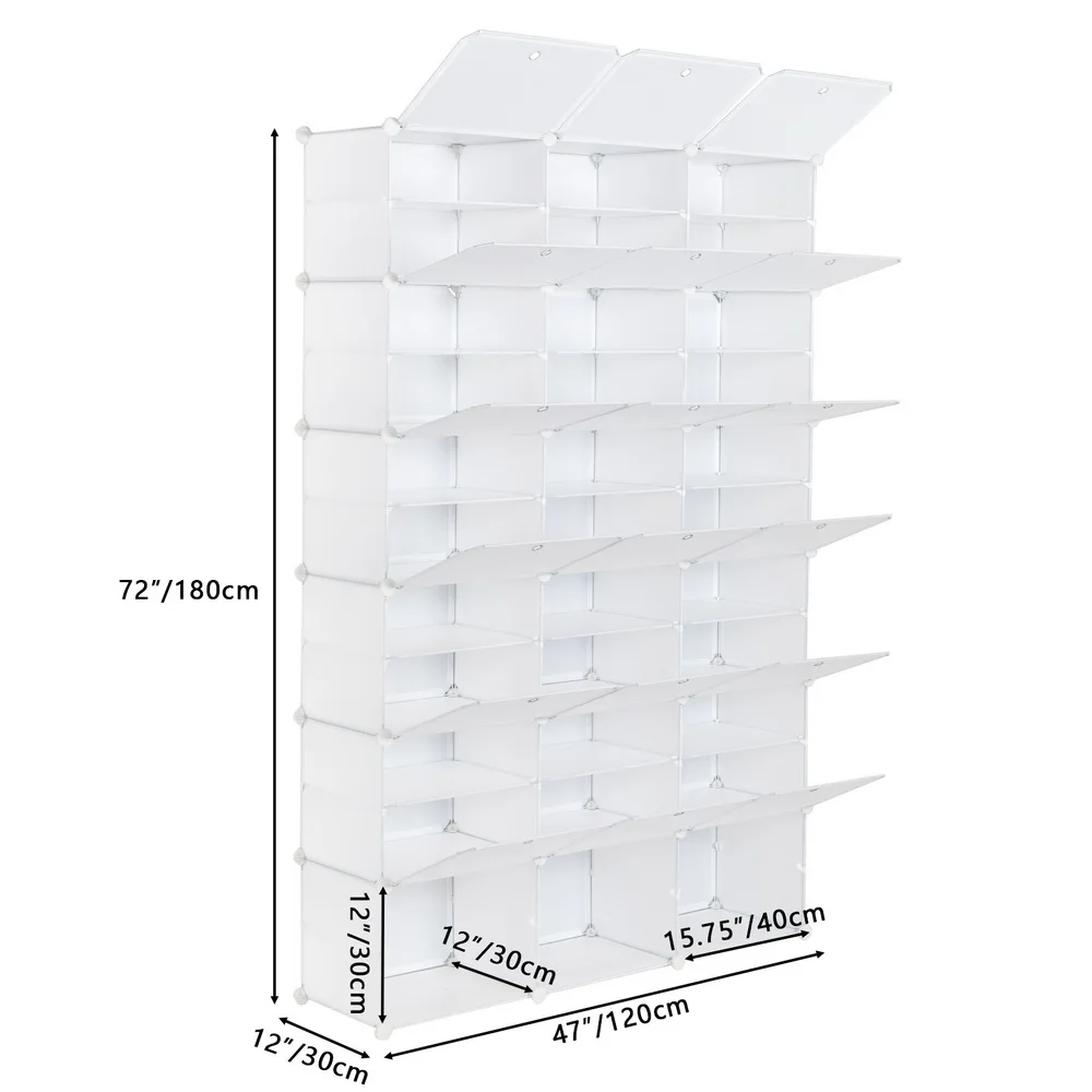 12-Tier Portable 72 Pair Shoe Rack Organizer 36 Grids Tower Shelf Storage Cabinet Stand Expandable For Heels, Boots