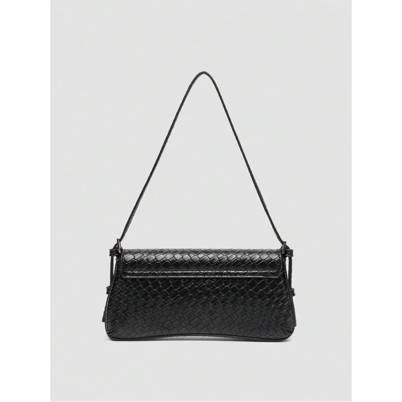 1 قطعة حقيبة يد منقوشة من جلد البولي يوريثان عصرية وبسيطة، حقيبة كتف مناسبة للتسوق والنزهة والحفلات واله #4