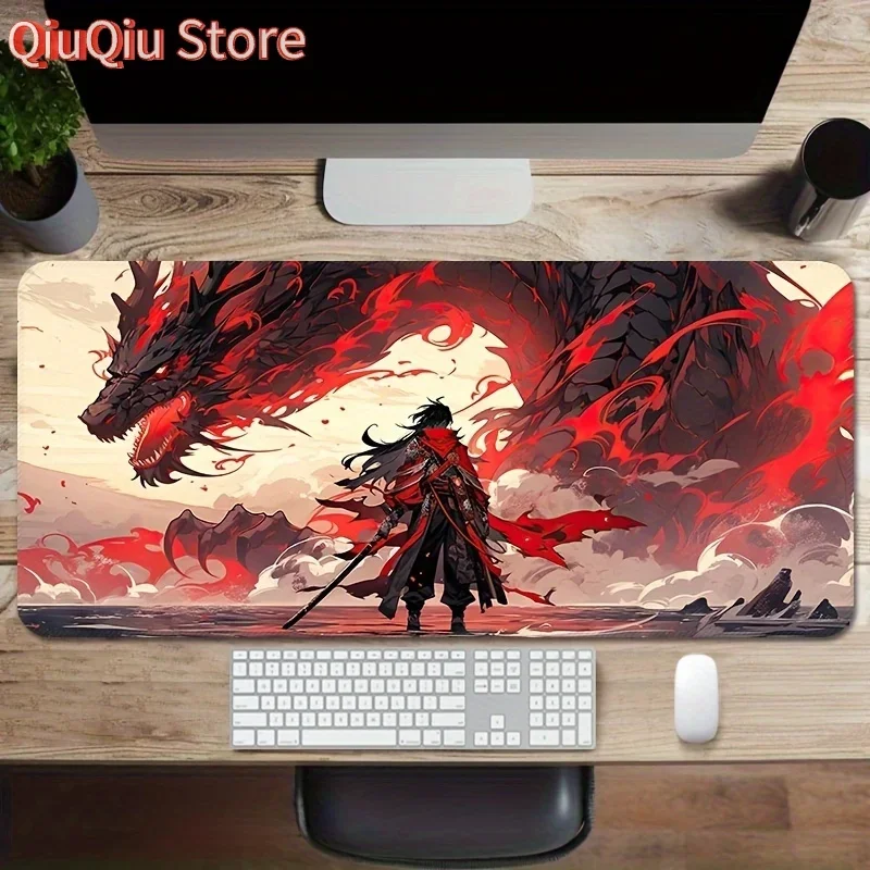 

1 шт. резиновый коврик для мыши Dragon Warrior — большой, моющийся, нескользящая поверхность с эффектным красным и черным дизайном дракона, идеально подходит для офиса