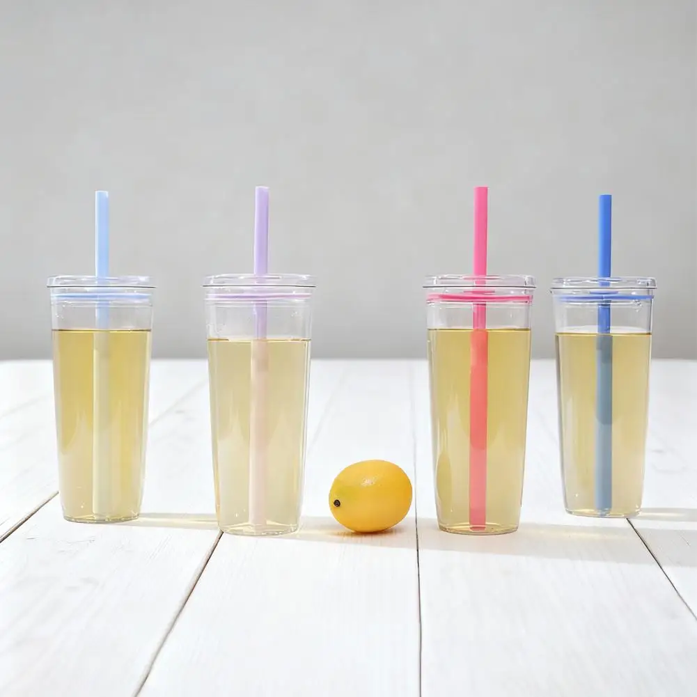 Portable Straw Cup 20oz Colorful Tritan Tumbler for Iced Coffee Juice Tea Milk Fun Party Cup Drinkware Gift for Teens view 3