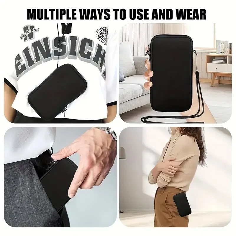 Bolsa Universal de Neopreno para Teléfono Móvil, con Cierre, Color Sólido, Bolsa de Almacenamiento para Celular, Portátil, a Prueba de Golpes, Bolsa de Viaje