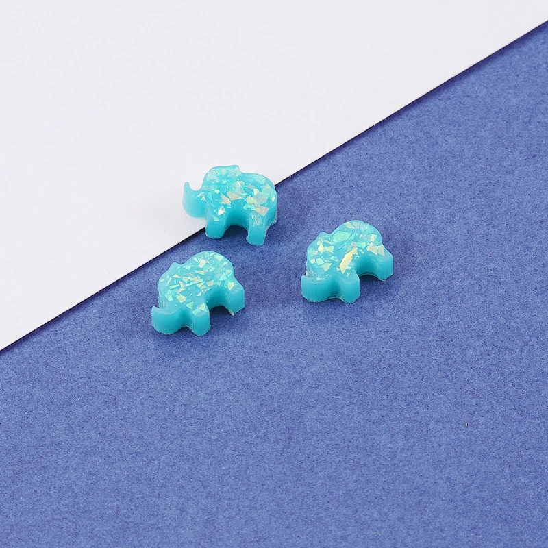 Fnixtar  Synthetic Opal Small Elephant Loose Beads Hole Size 1.5mm Beads for Necklace Bracelet  DIY 10.5*7.8mm 20Piece/lot