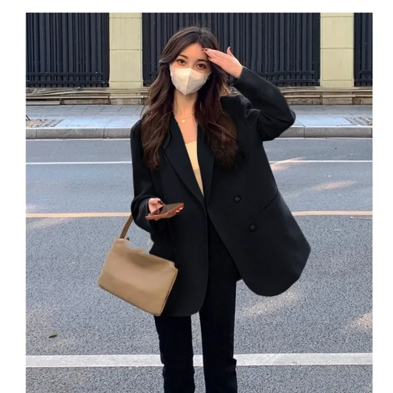 Khaki Suit Jacket Women Loose  Spring and Autumn New Korean Version of Casual Temperament Explosive Small Suit Top Blazer Mujer