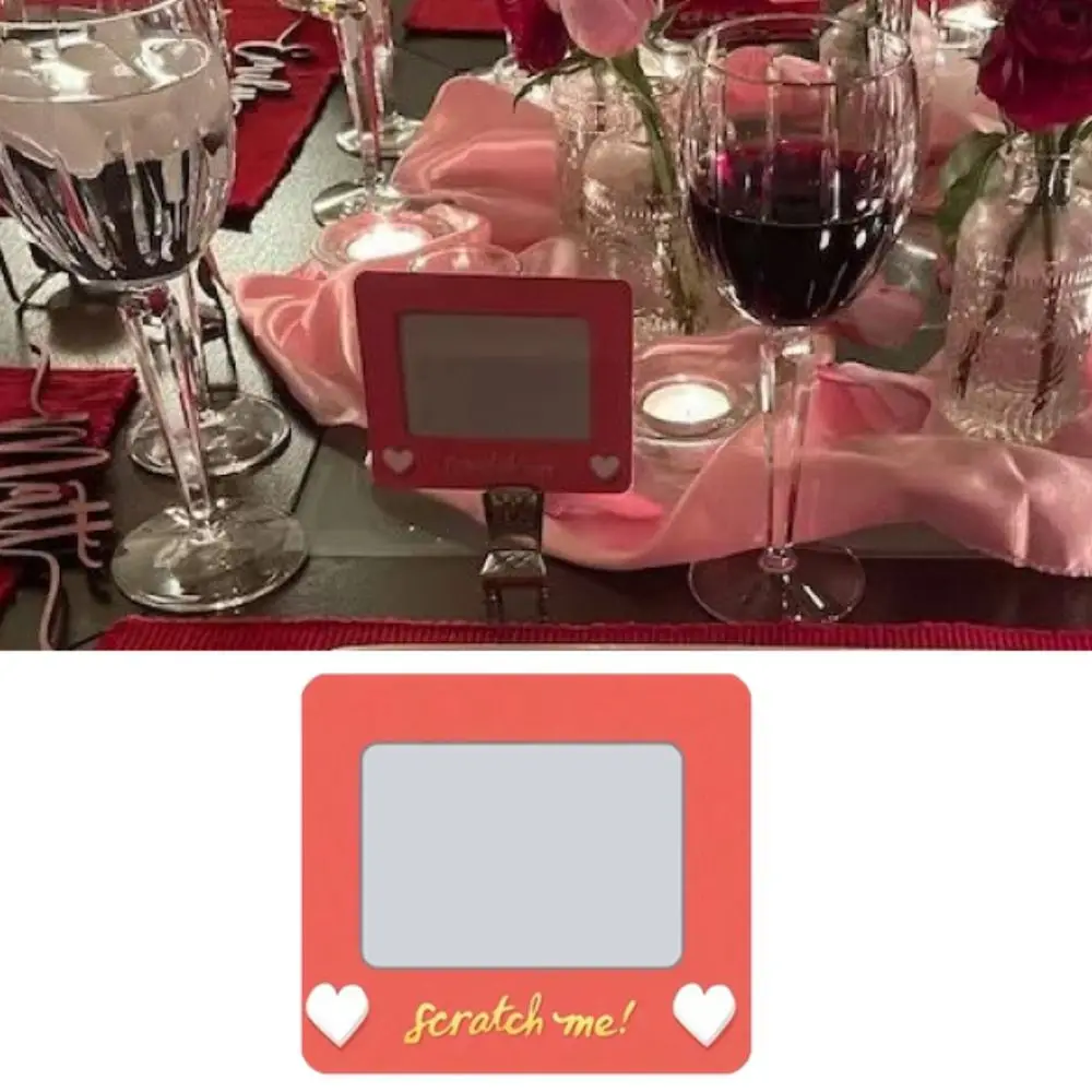 10 قطعة DIY بها بنفسك عيد الحب خدش بطاقة الأحمر القلب نمط الحب قسيمة مستطيلة ورقة الذكرى لعبة تذاكر الزفاف #2