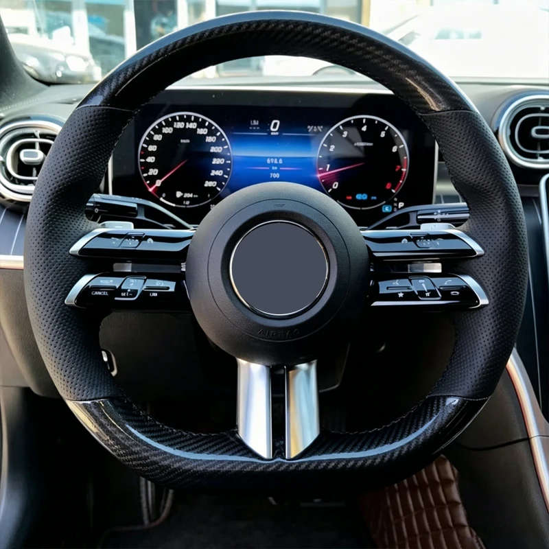 Hand Sewing Car Steering Wheel Cover Leather for Mercedes benz AMG GT A35 A45 A45S C43 CLS53 E53 E63 EQE 43 53 SL43 SL55 SL63