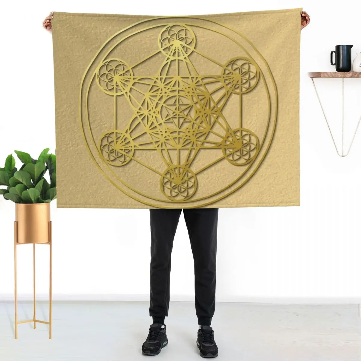 Metatron Cube sacred geometry mandala healing protection amulet Throw Blanket Decoratives Loose Camping Hairys Retros Blankets
