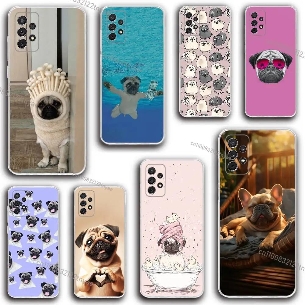 

Cute Pug Dog Phone Case Silicone For Samsung S30,23,21,22,20 FE lite,S10,9,PIus Note20ultra Soft Transparent