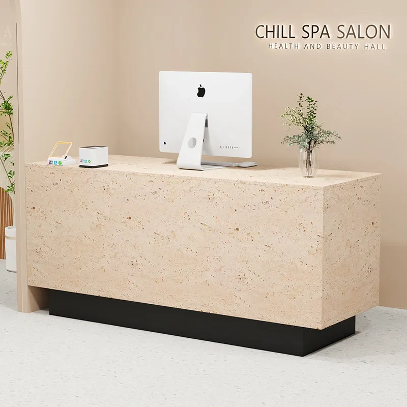 Modern Salon Reception Counter Barber Boutique Checkout Office Reception Counter Cosmetic Shop Design Theke Empfang Furniture