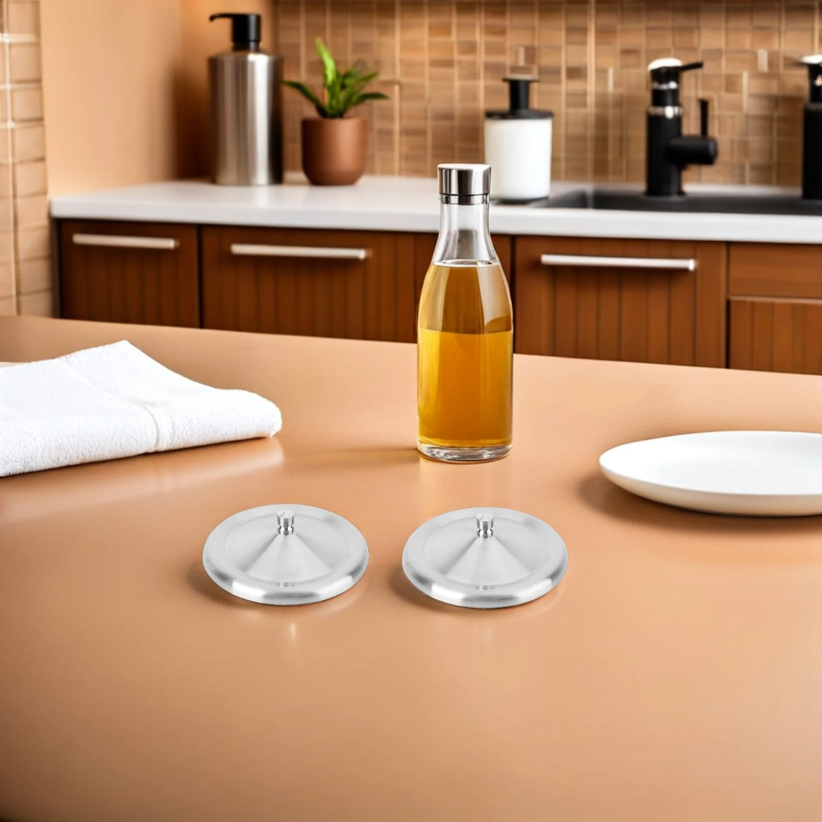 

2Pcs Stainless Steel Water Cup Lids Leakproof Mug Cover Heat Resistant Practical Round Dustproof Caps Stainless Steel Mug Cover