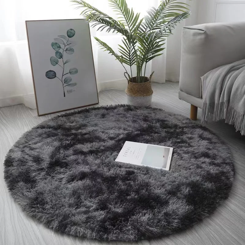 VIKAMA 80X80CM Silk Wool Rug Round CHILDREN\'S Room Living Room Bedroom Washable Non-slip Carpet Game Mat