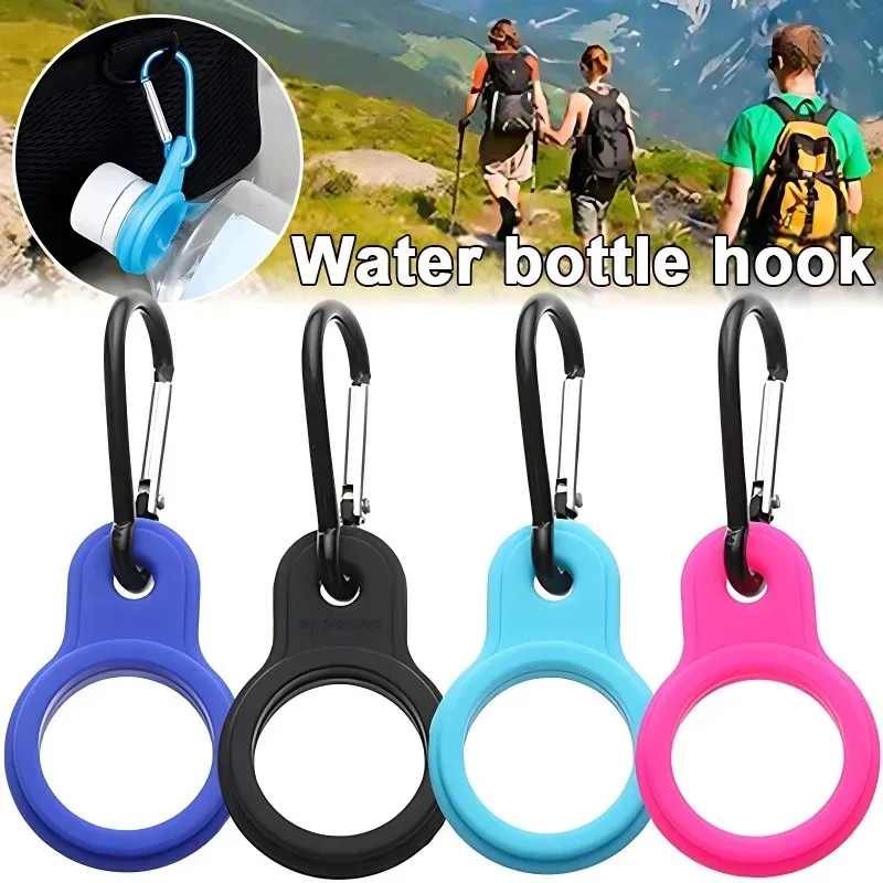 1/2pcs Aluminum Sports Kettle Buckle Outdoor Carabiner Water Bottle Holder Rubber Buckles Hook Camping Hiking Accessories