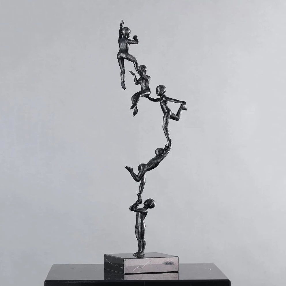 Abstract Metal Statue Human Combination Ladder Nordic Art Sculpture For Home Decor