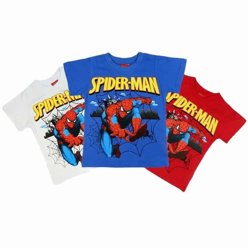 Summer New Children's Clothing Cotton Baby Clothes Spiderman Boy T-shirt Super Hero Birthday Party Wear