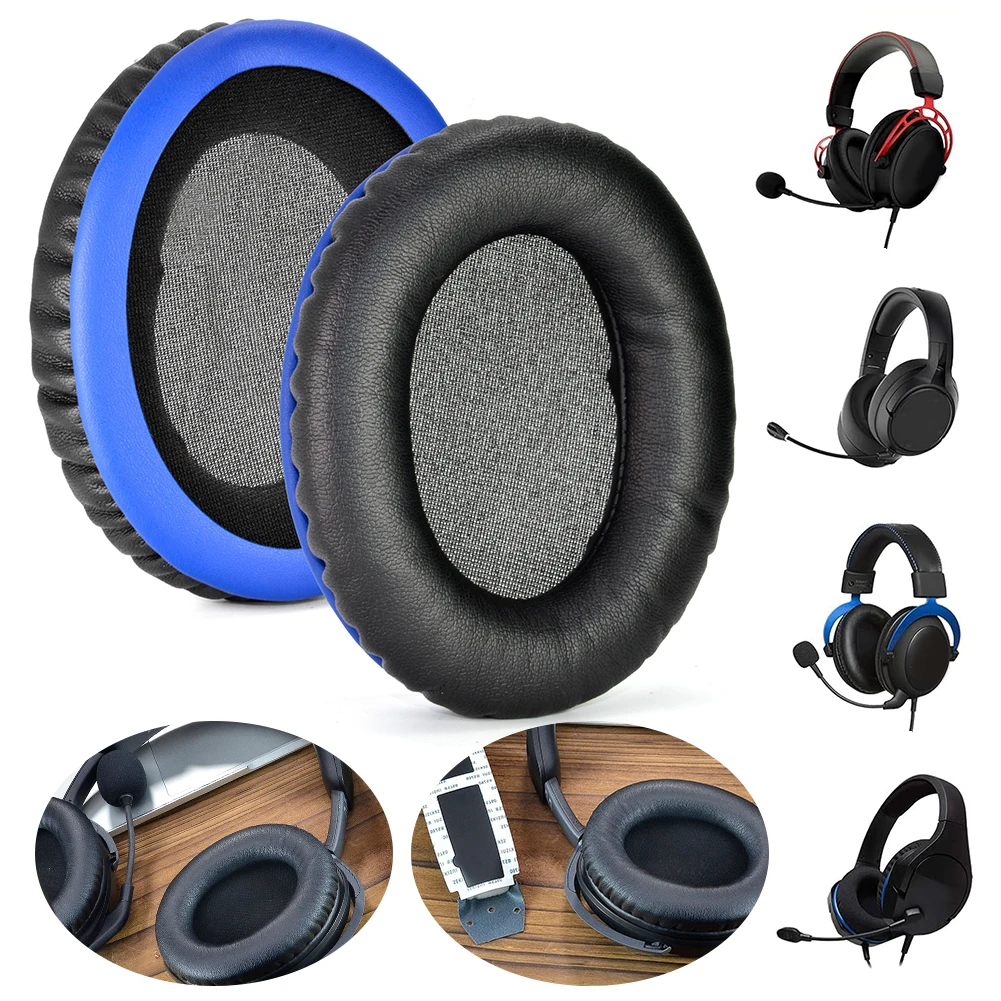 Earpads Cushions Replacement Memory Foam Ear Cushion Cover Protein Leather Headphones Ear Pads for Kingston HyperX Cloud 2