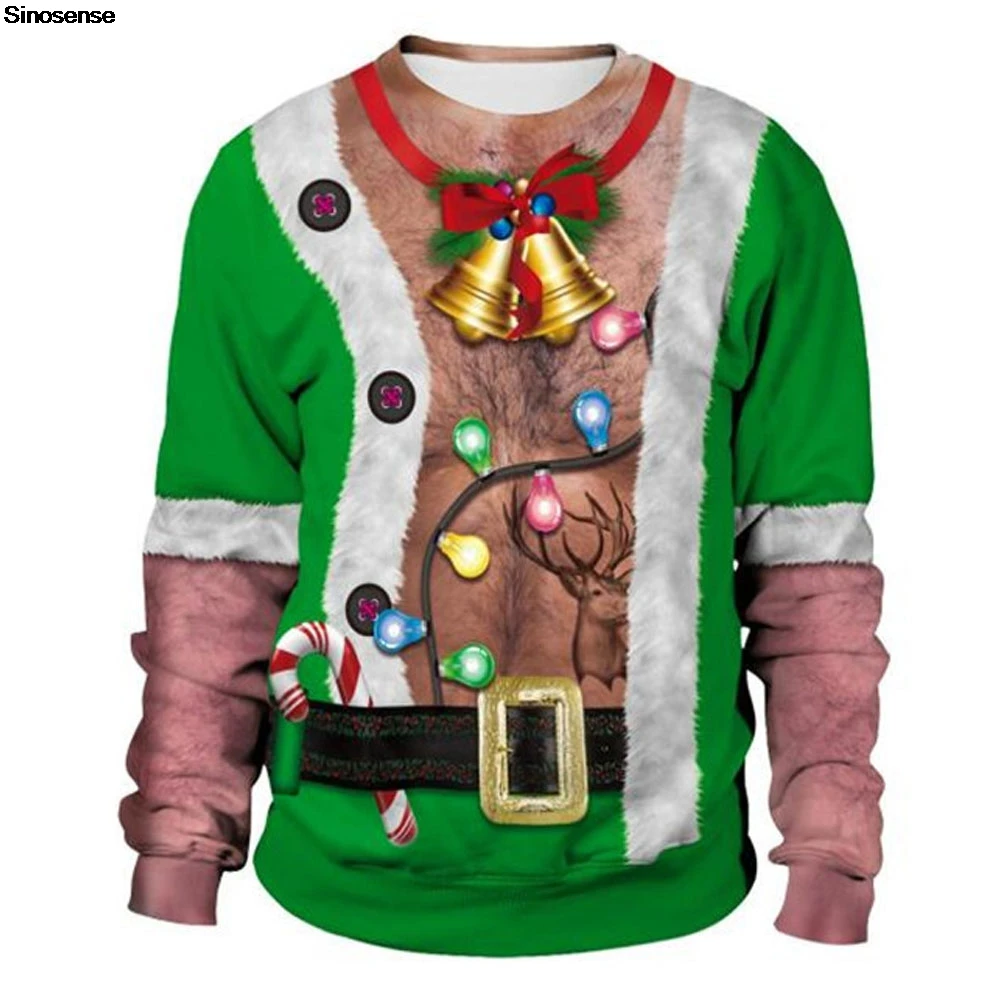 

Men Women Tacky Xmas Sweatshirt Unisex Holiday Party Jumpers Tops Pullover Christmas Bell Tree Reindeer Ugly Christmas Sweater