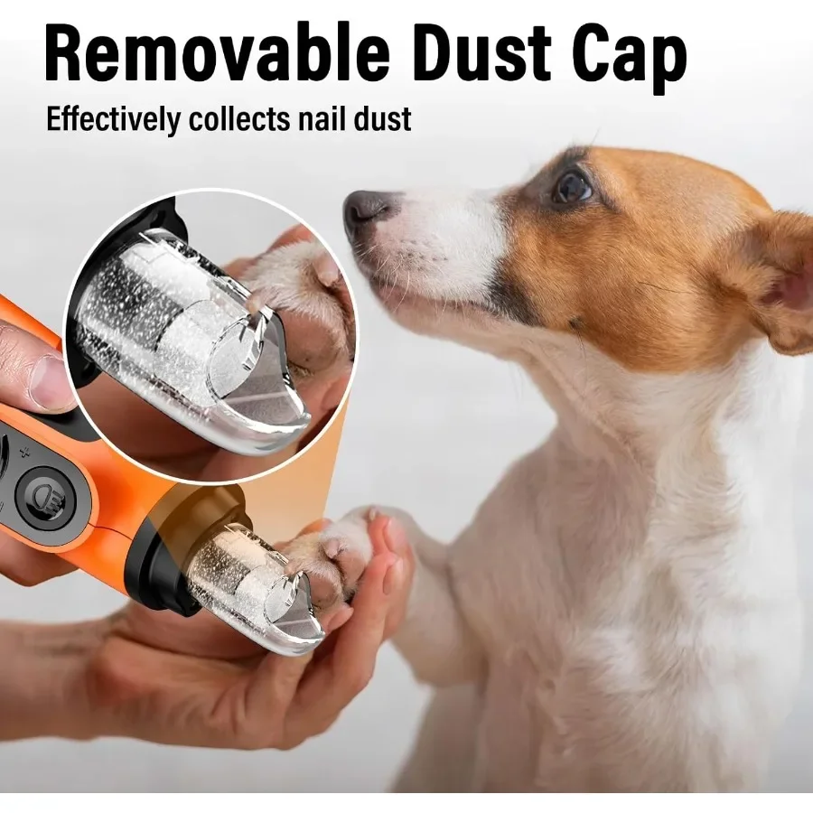 Inteligentna szlifierka do pazurów dla psów z 6-stopniową regulacją, o 50% większej mocy, 2 diodami LED dla precyzyjnego przycinania, cicha, akumulatorowa elektryczna pilarka do pazurów.