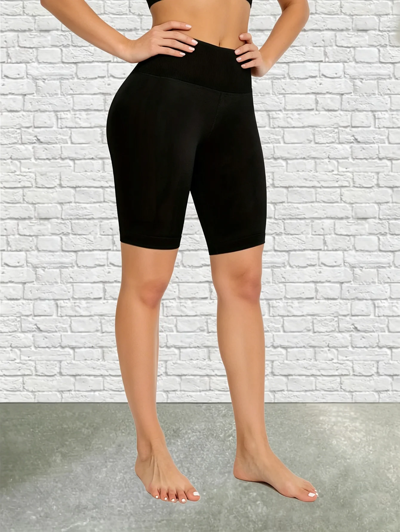 Simple Black Women Leggings Stretchy Comfortable Yoga Fitness Pants Soft Knit Sports Cycling Shorts Fashionable Casual Pants