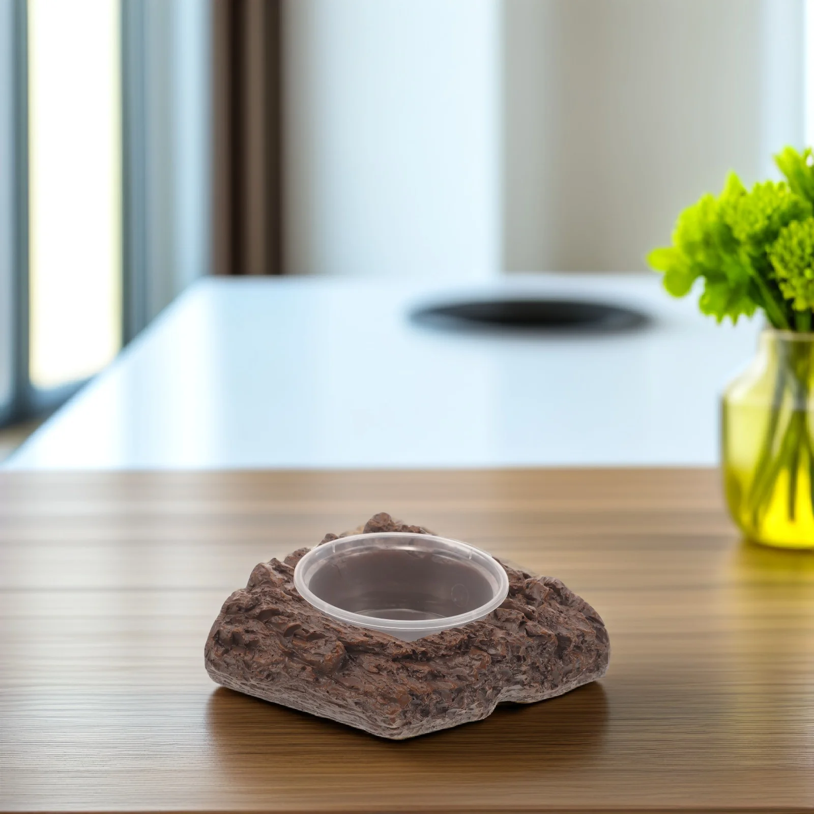 

Reptile Feeding Bowl Large Water Dish for Tank Lizard Food Bowls Terrarium Supplies Pet Dishes Resin Rock Style Easy Clean