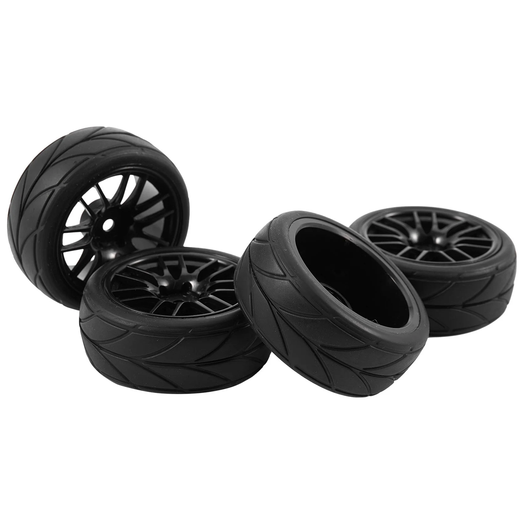 

16Pcs 1/10 Rubber Tire Rc Racing Car Tires On Road Wheel Rim Fit For Hsp Hpi 9068-6081 Rc Car Part-Y44A