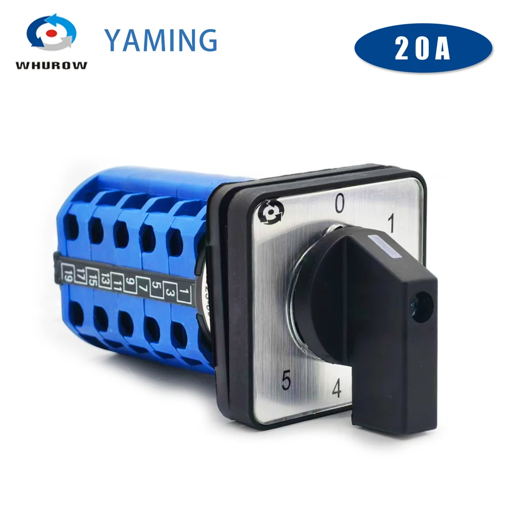LW26-20/5 Cam Switch 20A 0-5 Positions 5 Poles Changeover Power Selection Rotating Control Circuit Signal Control