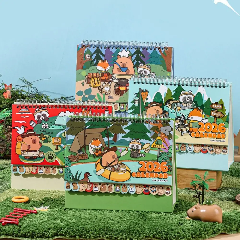 

Capybara Forest 2026 Desk Calendar Coil Binding One Month to View Tabletop Schedule Memo Notes Learning Plan Calendar