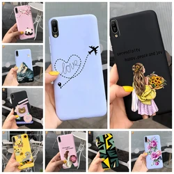 For Huawei Y 6 Y6 Pro Y6 Prime 2019 Case Cartoon Cat 3D Flower Boy Girls Black Shockproof Soft Silicone Back Cover For MRD-LX2