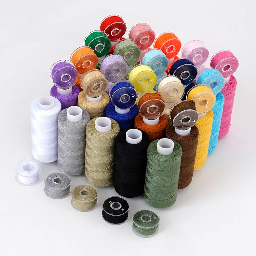 25 Farben Nähgarn-Set, 400 Yards pro Spule mit 25 vorgewickelten passenden Spulen, Polyesterfaden für Nähmaschine, DIY