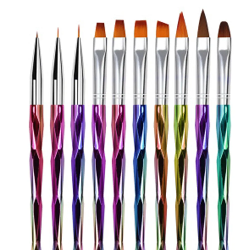 

10Pcs Electroplated Rod Nail Art Pen Set Unique Handle Creative Manicure Painting Tools Perfect for Professional Home Nail Brush