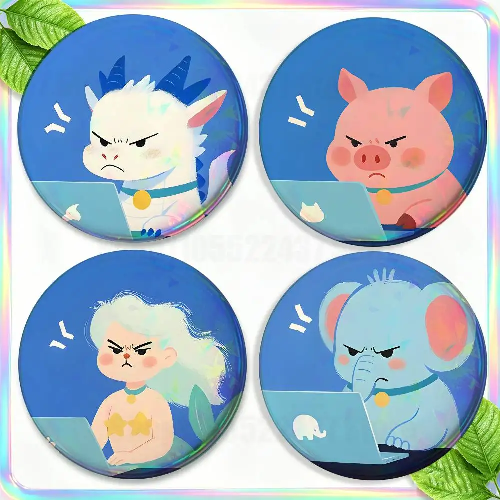 

Do not Work Animals 2-piece set Pins Backpack Clothes Jewelry Accessories Round Brooch Button Badge Fans Collection Gifts