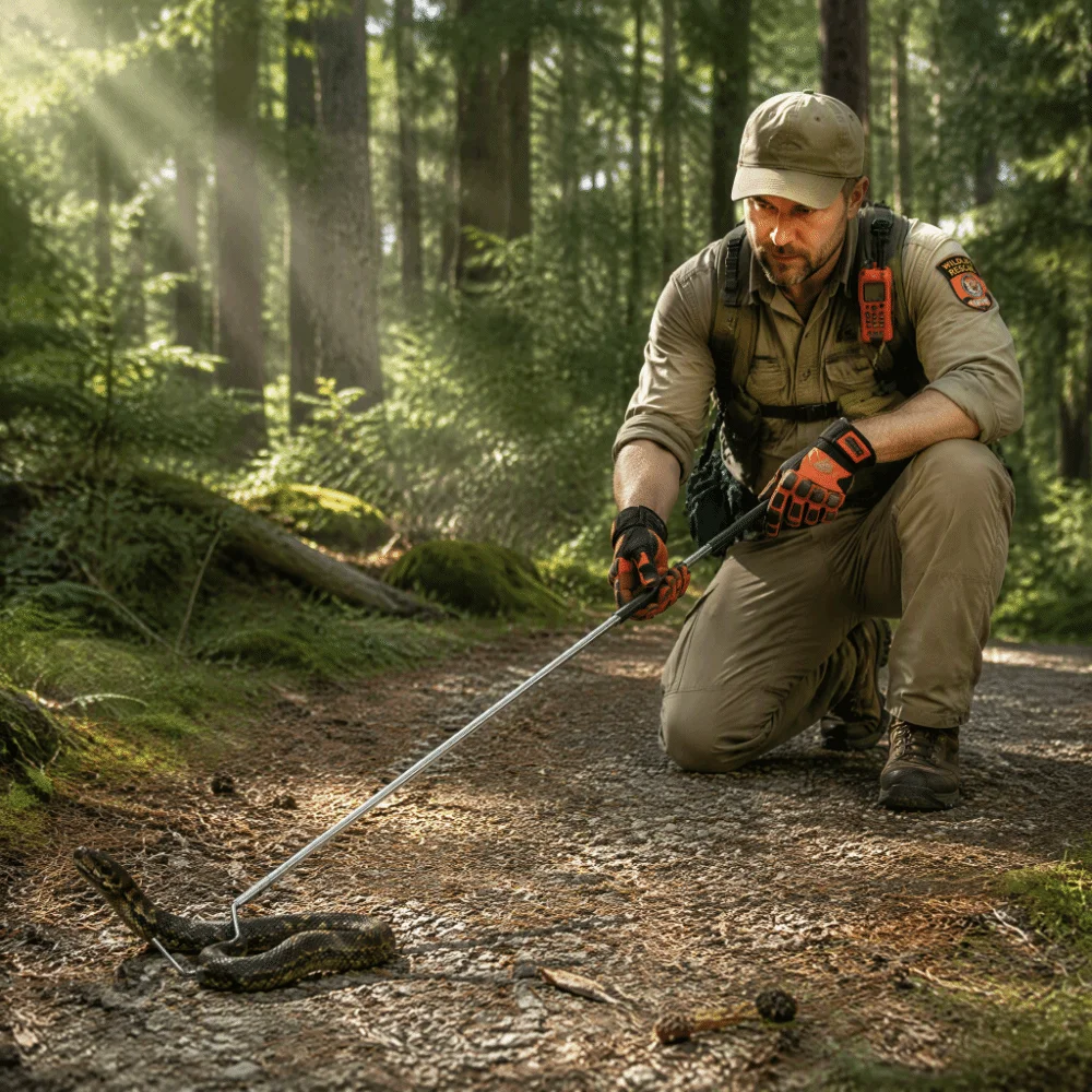 Stainless Steel Reptile Catcher Anti-Slip Handle Ergonomic Handle Extensible Catcher Telescopic Design Snake Capture Hook