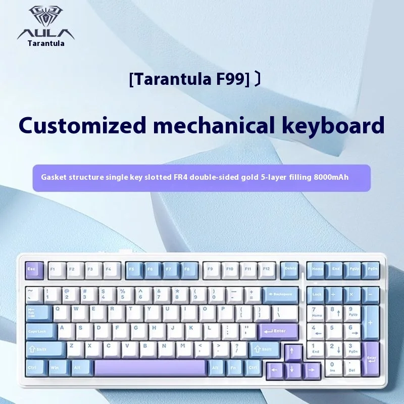 AULA F99Pro Mechanical Keyboard Three Customized Wireless Modes Bluetooth Office Game Side Carved Keycaps Esports Halloween Gift