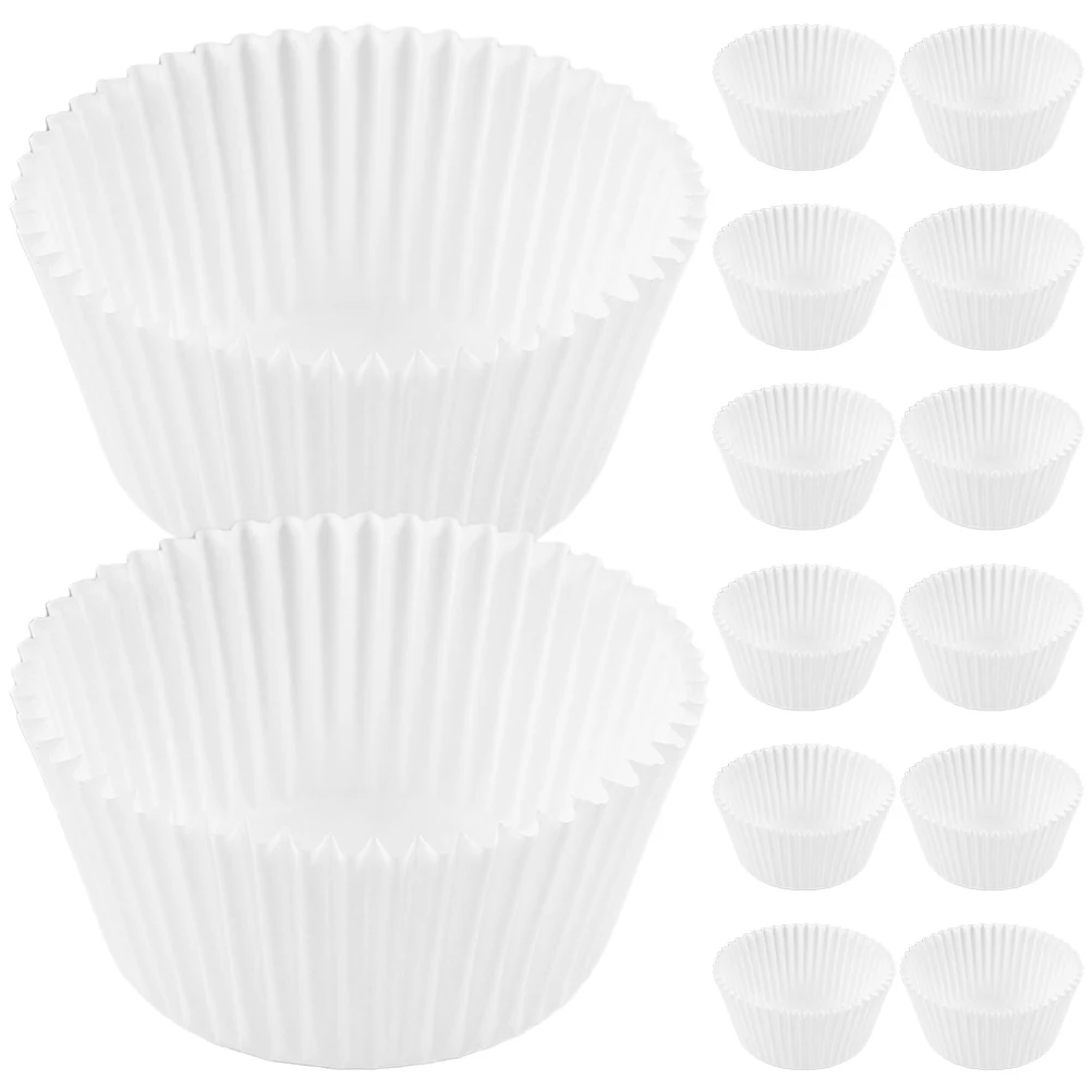 

500pcs Oil proof White Paper Cupcake Liners Large Muffin Cups Heat Resistant Baking Supplies Greaseproof Wrappers