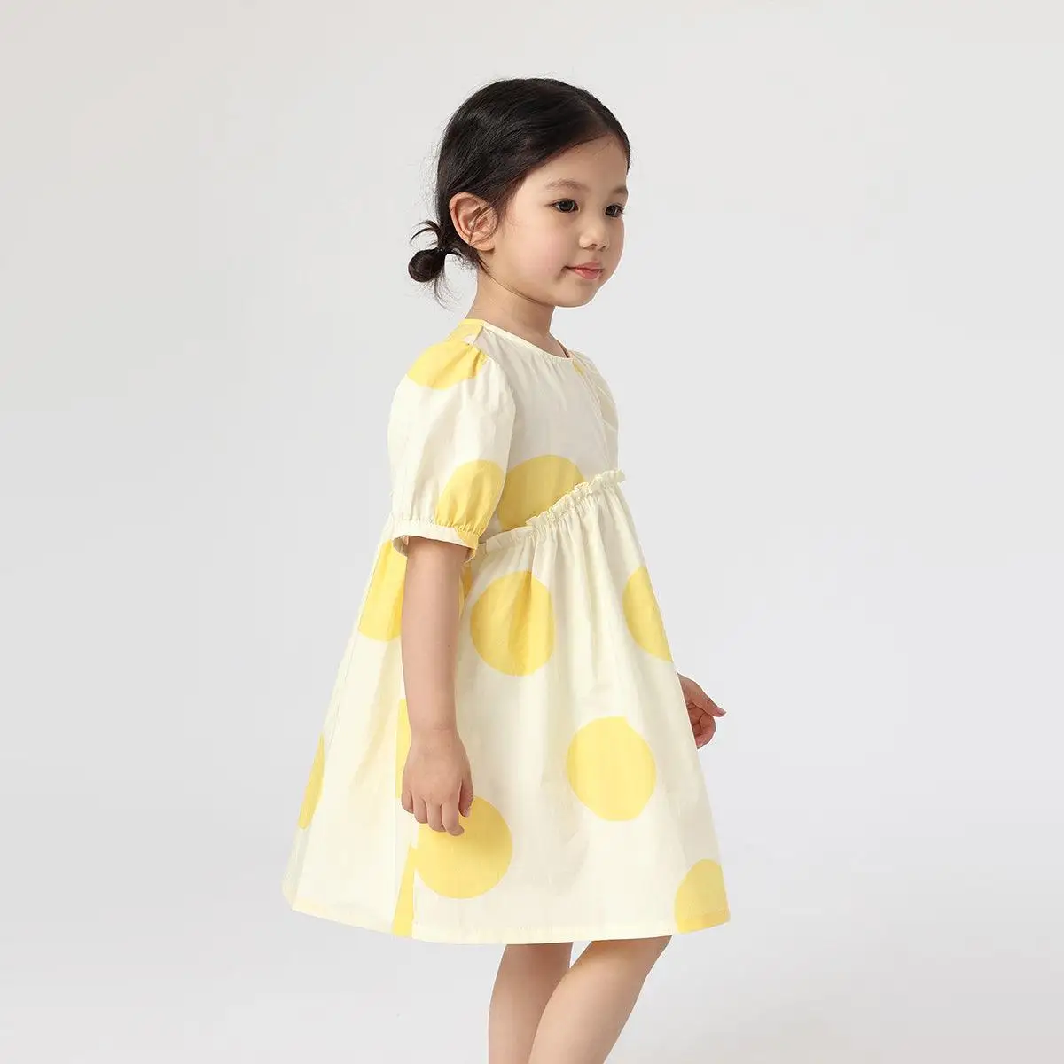 

MARC&JANIE Girls Summer Nordic Style Puff Sleeve A-Line Pure Cotton Dresses 230332