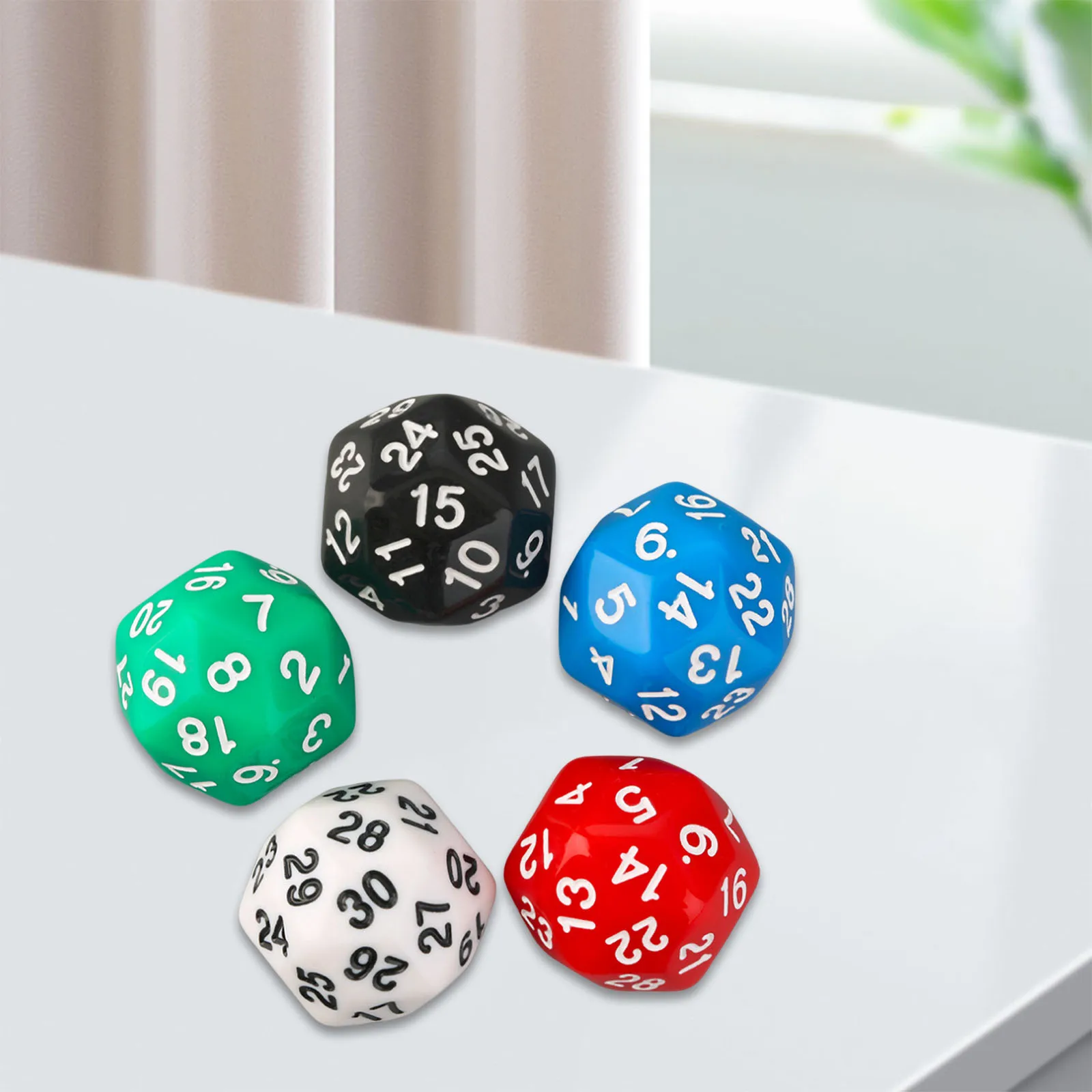 5 pezzi Dadi poliedrici Set di dadi a 30 facce Colori traslucidi Dadi Giochi di ruolo Dadi Bomboniere Giocattoli per l'insegnamento della matematica