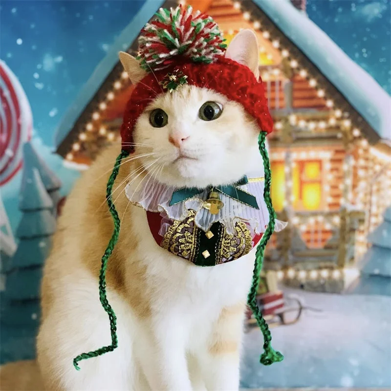 Cute Refined Pet Hat Puppy Kittens knitting cute Christmas hairball cat pet hat cosplay costume Autumn Winter Cat Hat