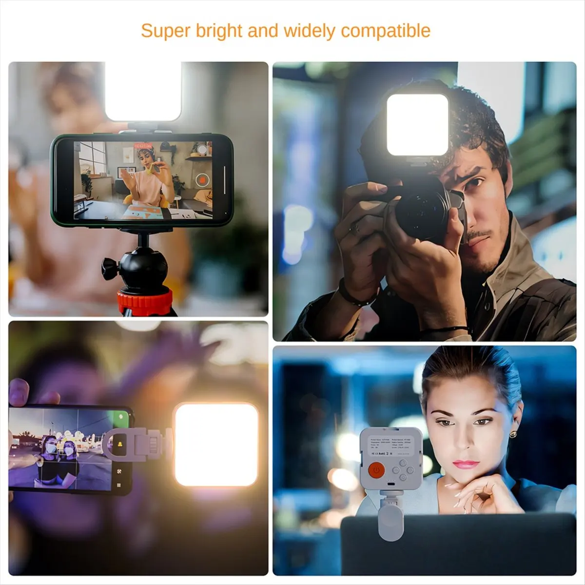 AABFK LED Pocket Light Portable Rechargeable Mini Fill Light for Video Recording Makeup Camera Laptop Selfie Light,B